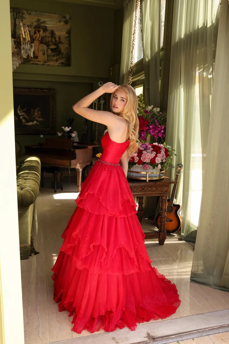 Ava Presley One Shoulder Tiered Ruffle Ball Gown 29131 - Image 10