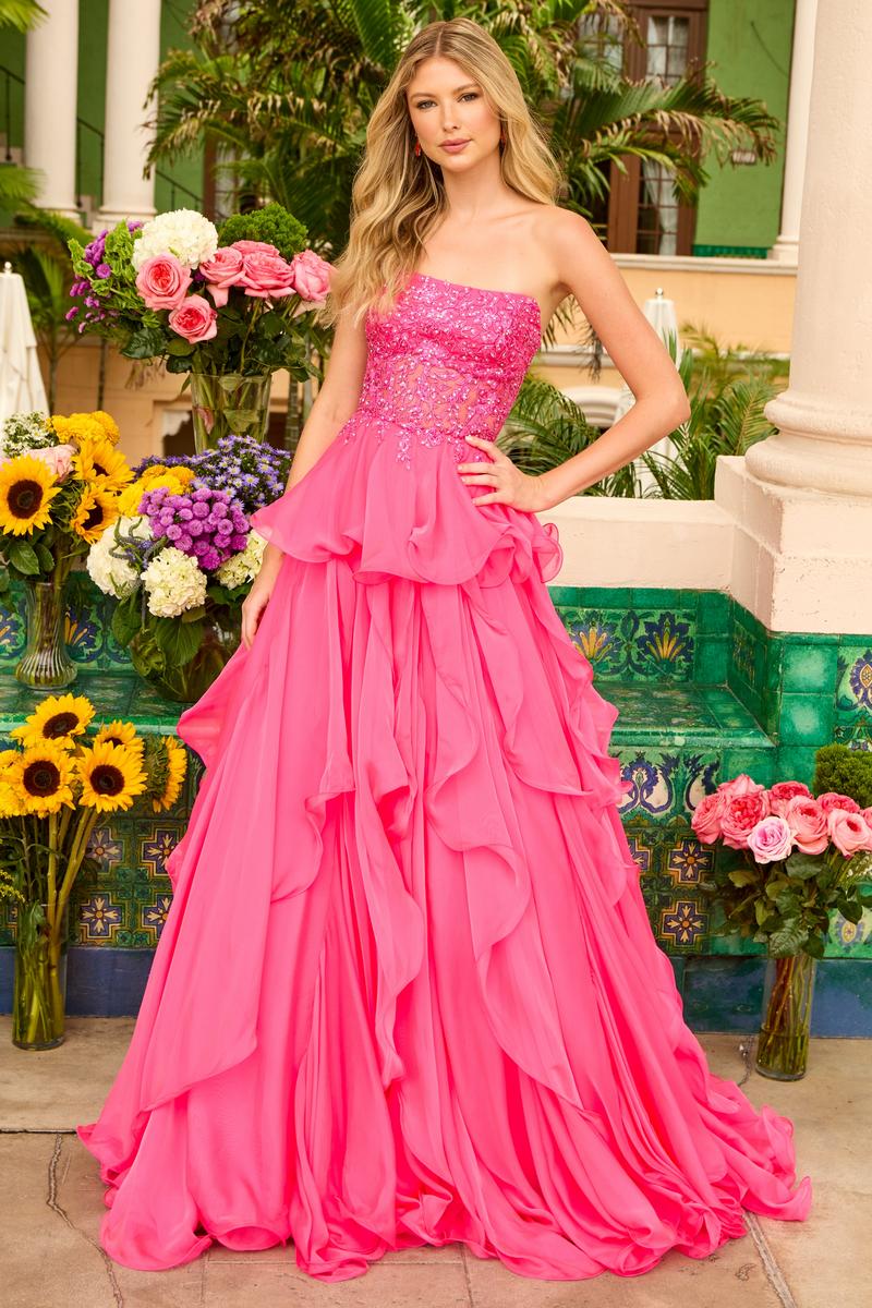 Ava Presley Illusion Lace Tiered Chiffon Prom Dress 29133 - Image 8