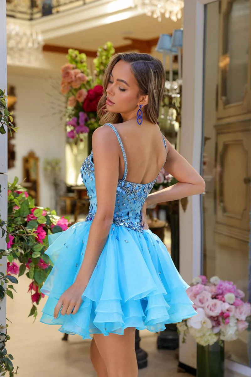 Ava Presley Ruffle Sequin Homecoming Dress 29187 - Image 6