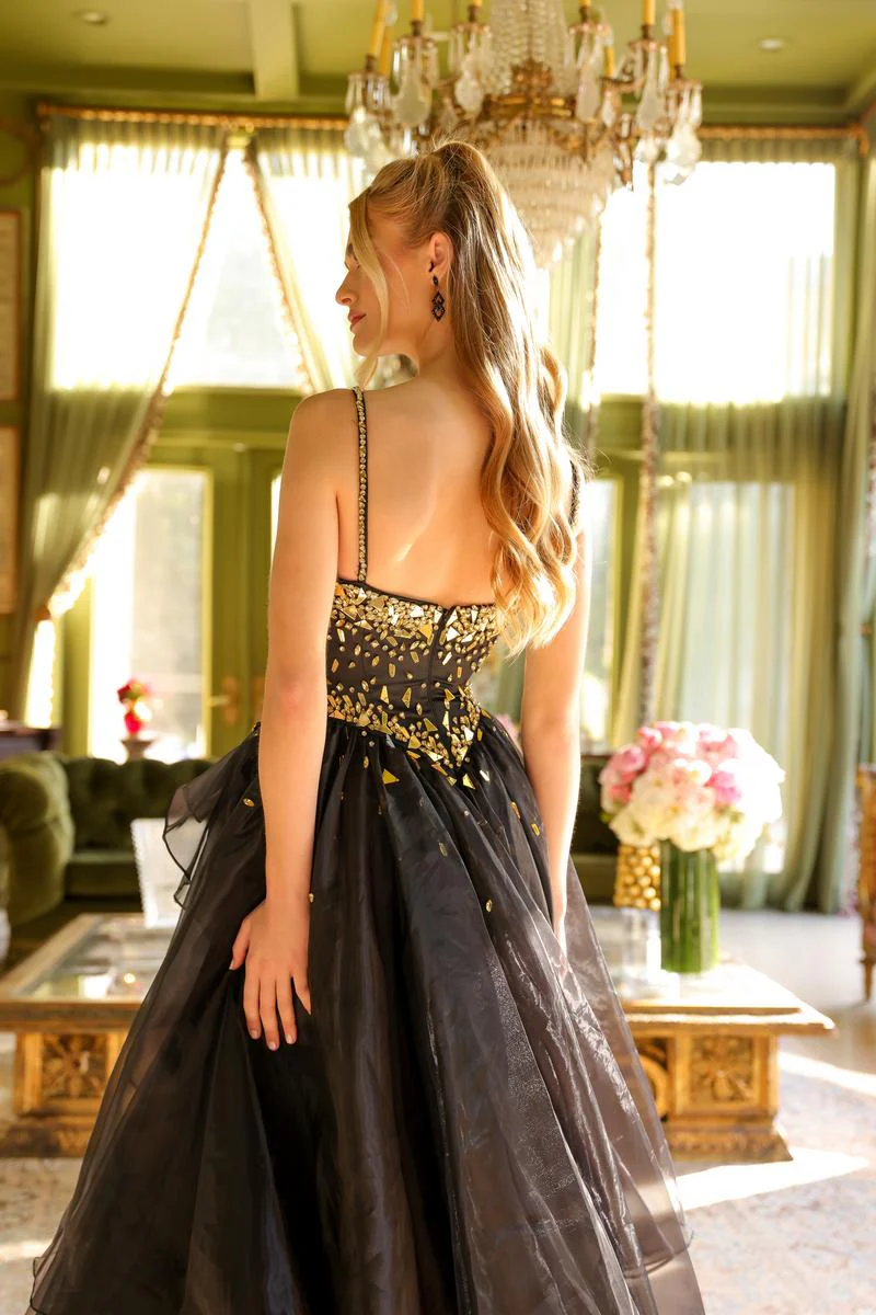 Ava Presley Cut Glass High Slit Ball Gown Dress 29189 - Image 8