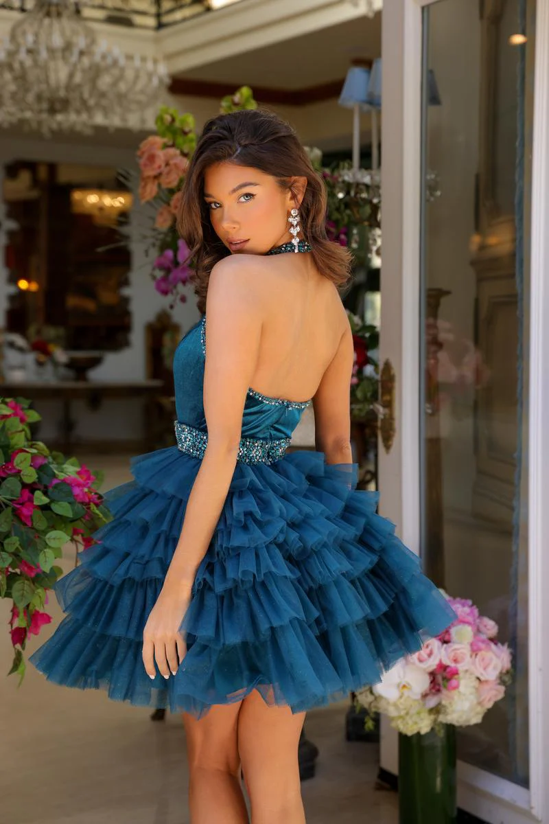 Ava Presley Ruffle Halter Homecoming Dress 29206 - Image 10