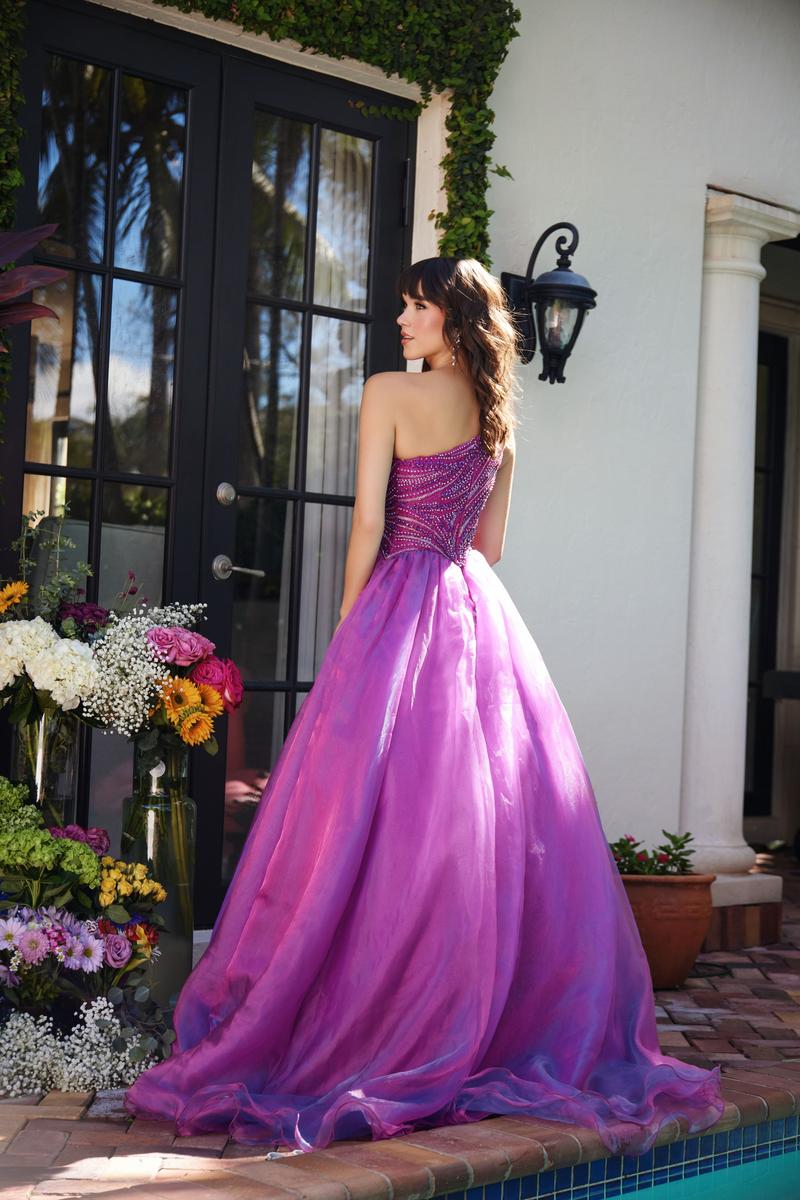 Ava Presley One Shoulder Beaded Ball Gown Prom Dress 29258 - Image 4