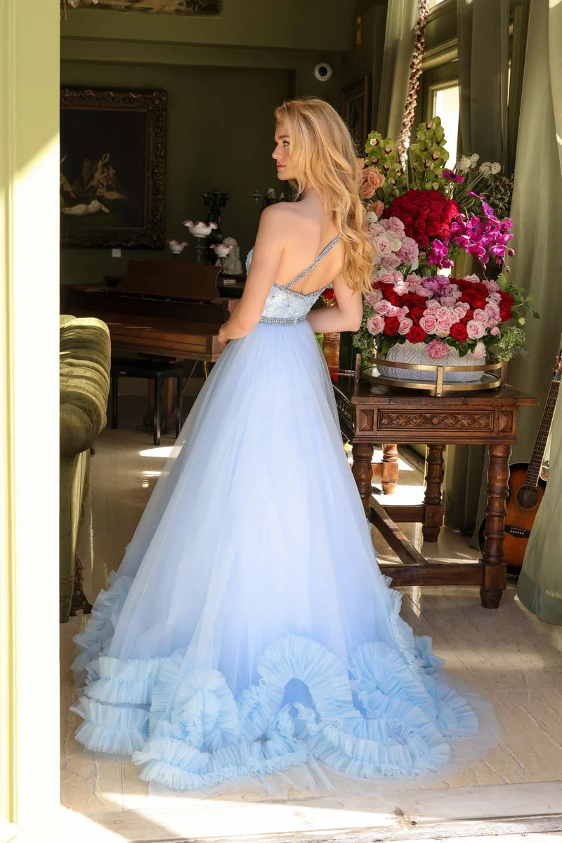 Ava Presley One Shoulder Ruffled Tulle Prom Dress 29527 - Image 2