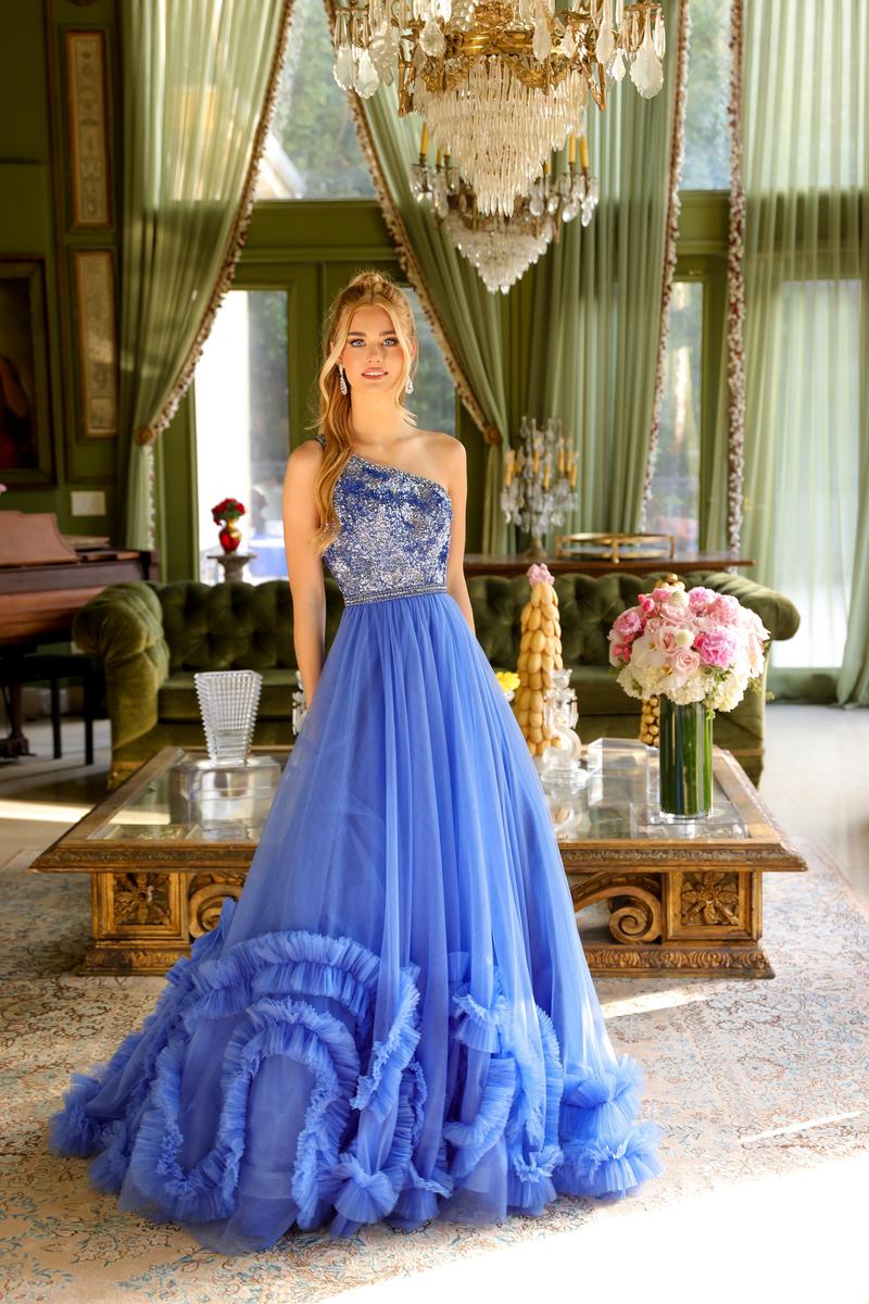 Ava Presley One Shoulder Ruffled Tulle Prom Dress 29527 - Image 3