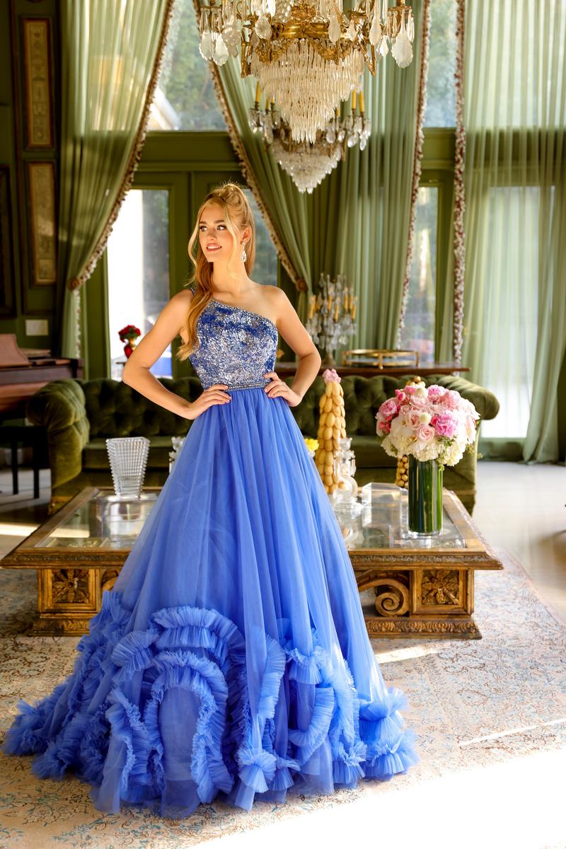 Ava Presley One Shoulder Ruffled Tulle Prom Dress 29527 - Image 31