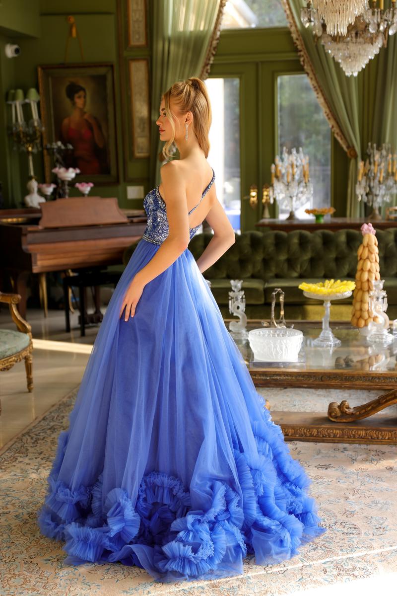 Ava Presley One Shoulder Ruffled Tulle Prom Dress 29527 - Image 4