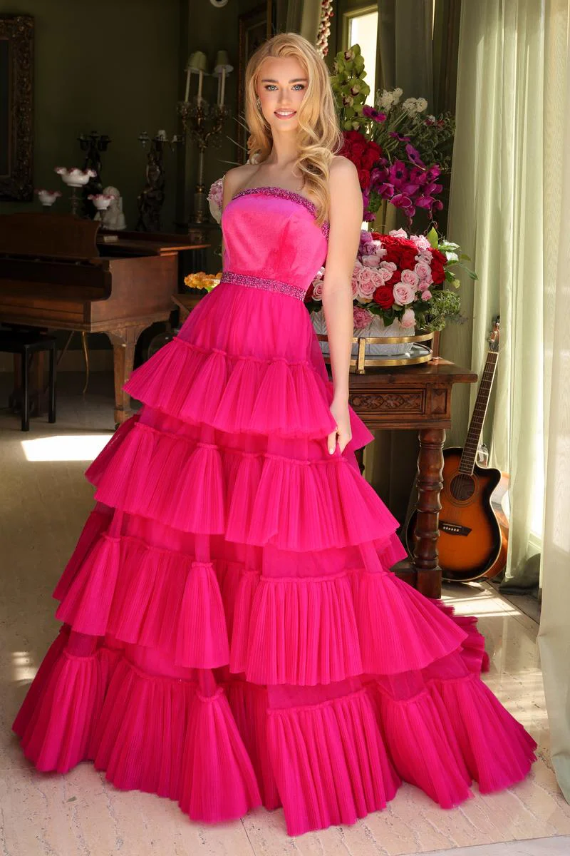 Ava Presley Strapless Tiered Tulle Prom Dress 29529 - Image 12