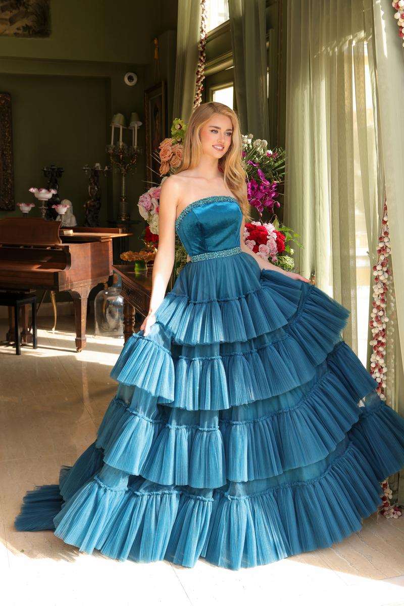 Ava Presley Strapless Tiered Tulle Prom Dress 29529 - Image 14