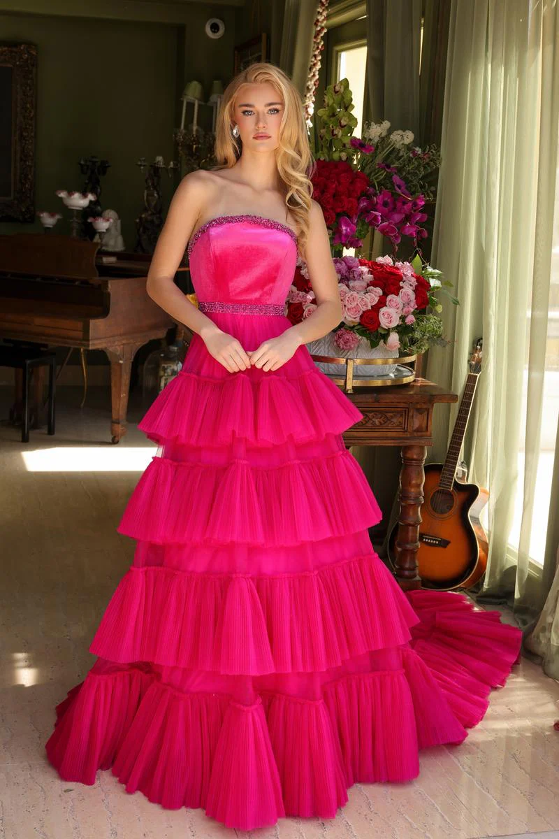 Ava Presley Strapless Tiered Tulle Prom Dress 29529 - Image 18
