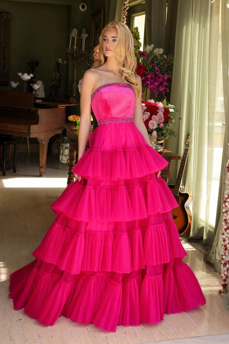 Ava Presley Strapless Tiered Tulle Prom Dress 29529 - Image 5