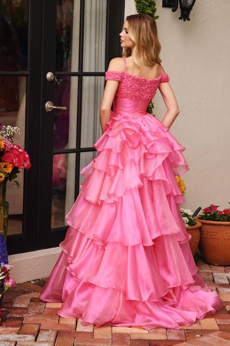 Ava Presley Off Shoulder Ruffle Prom Dress 29544 - Image 2