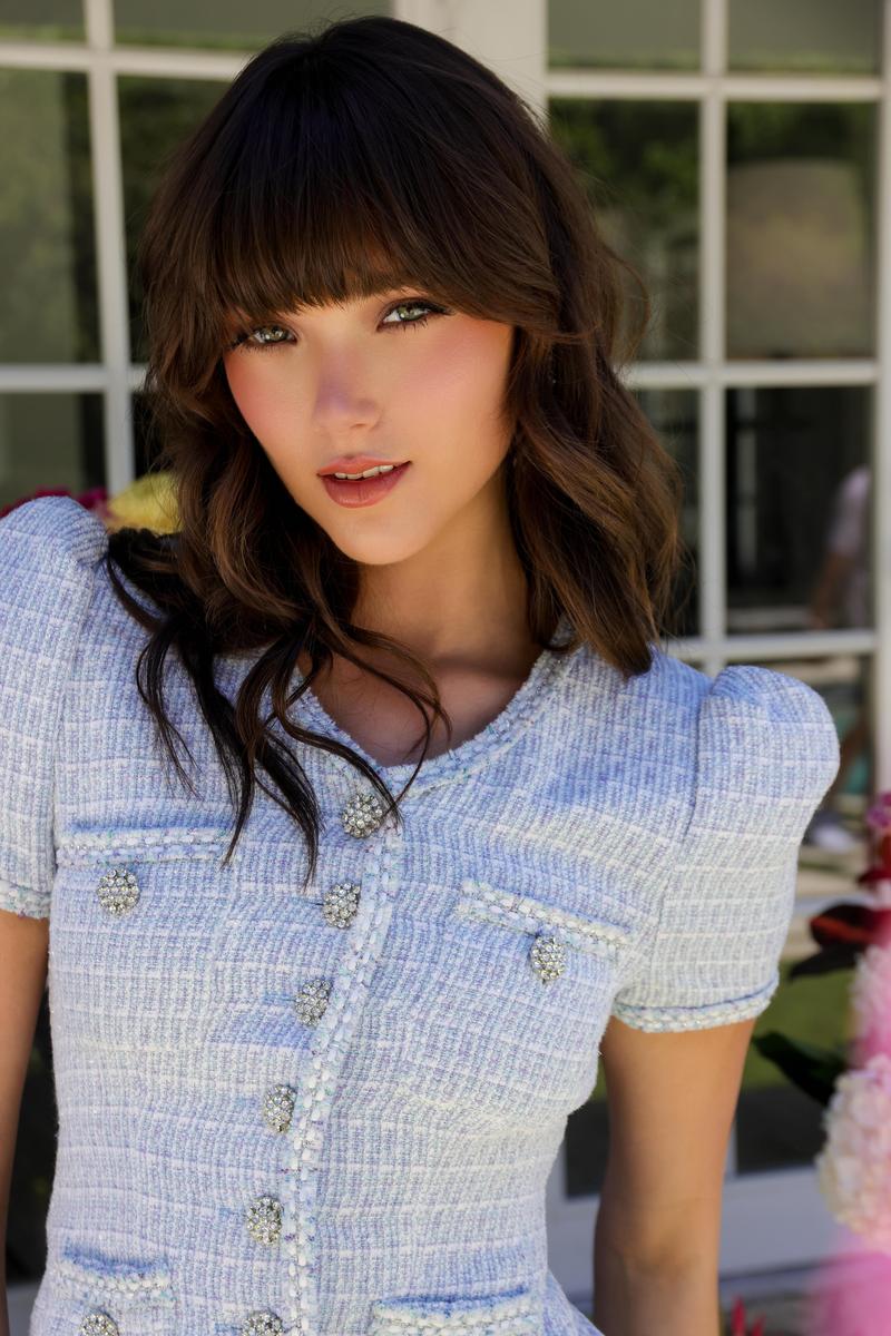 Ava Presley Short Sleeve Matching Skirt Tweed Set 29809 - Image 5