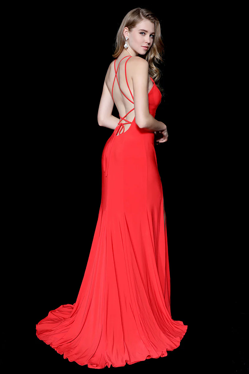 Ava Presley High Neck Open Back Prom Dress 33252 - Image 4