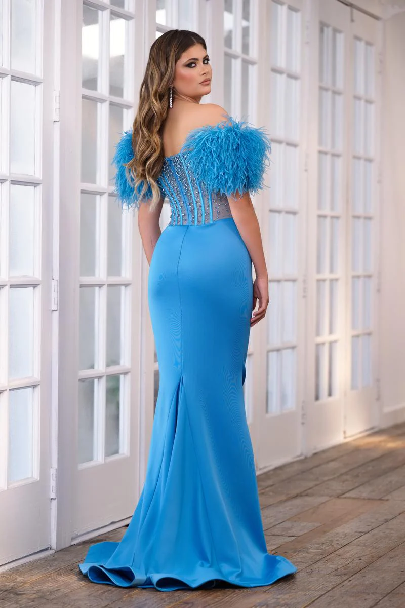 Ava Presley Feather Off-The-Shoulder Prom Dress 39279 - Image 6