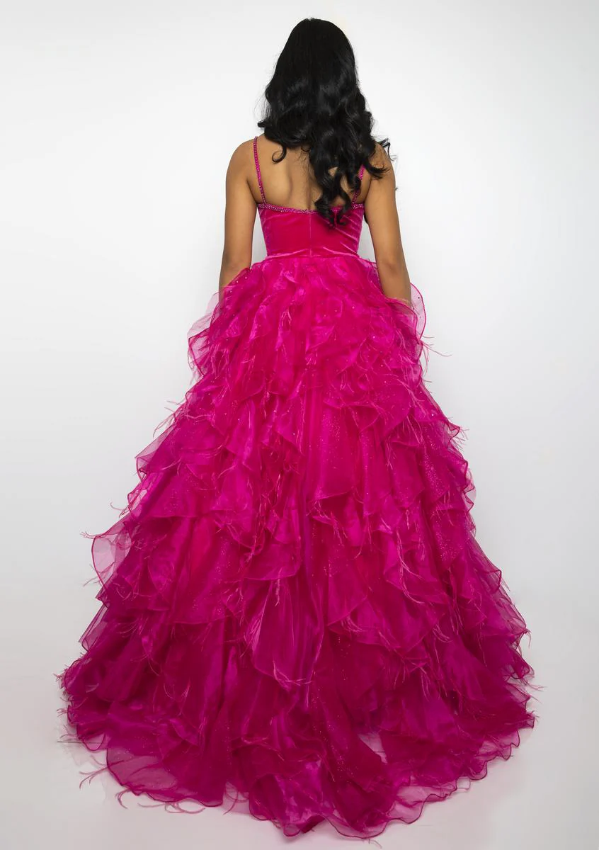 Ava Presley Ruffle and Feathers Ballgown Prom Dress 39554 - Image 2