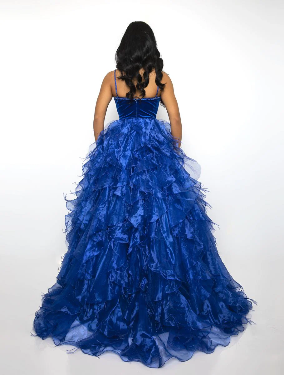 Ava Presley Ruffle and Feathers Ballgown Prom Dress 39554 - Image 4