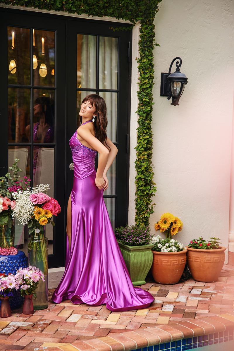 Ava Presley Plunging Halter Prom Dress 40015 - Image 4