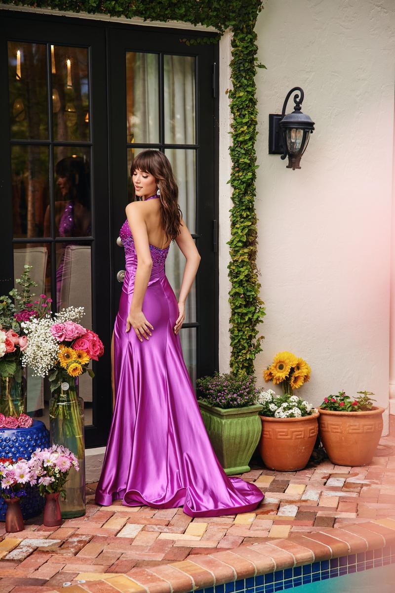 Ava Presley Plunging Halter Prom Dress 40015 - Image 6
