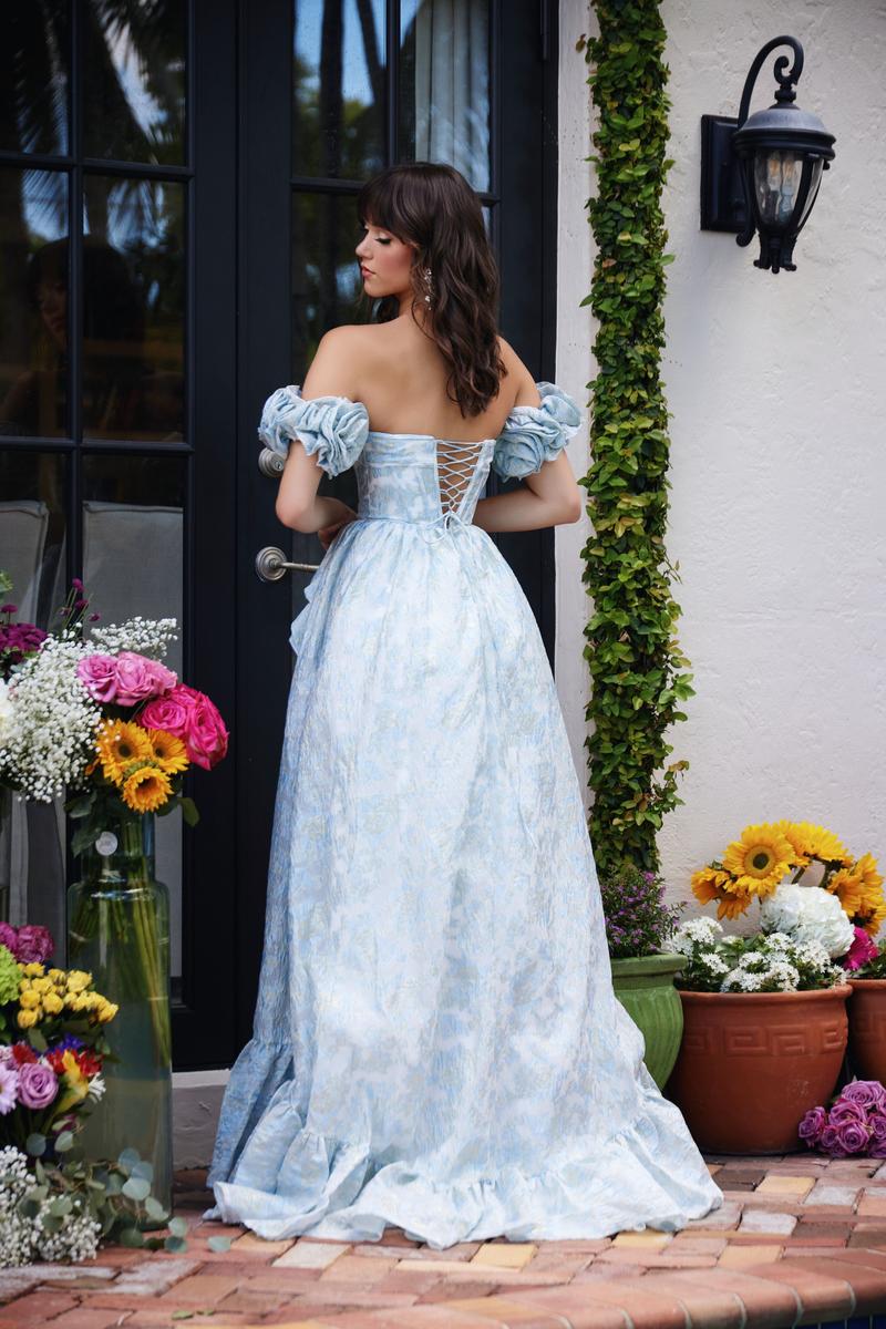 Ava Presley Ruffle Print Prom Dress 40035 - Image 4