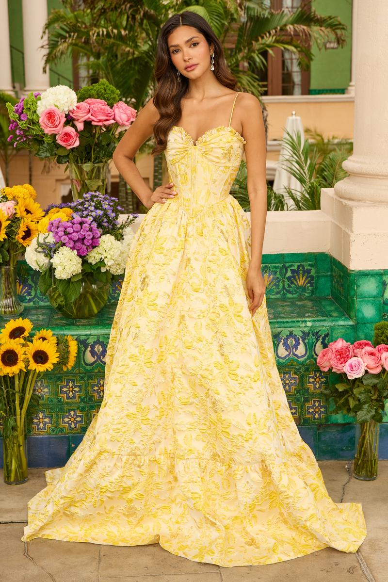 Ava Presley Floral Jacquard Ballgown Prom Dress 42312 - Image 5