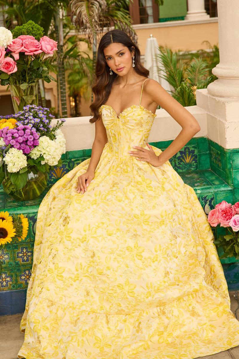 Ava Presley Floral Jacquard Ballgown Prom Dress 42312 - Image 8