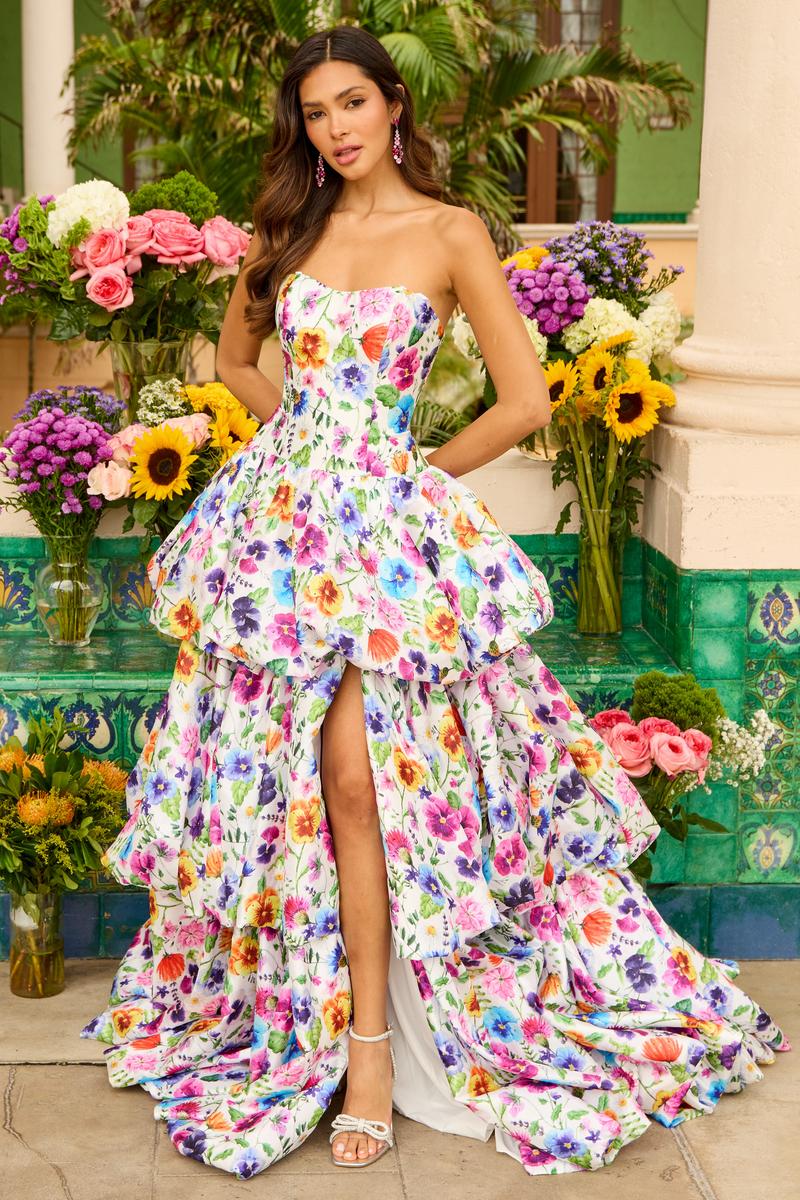 Ava Presley Floral Print Ballgown Prom Dress 42360 - Image 10