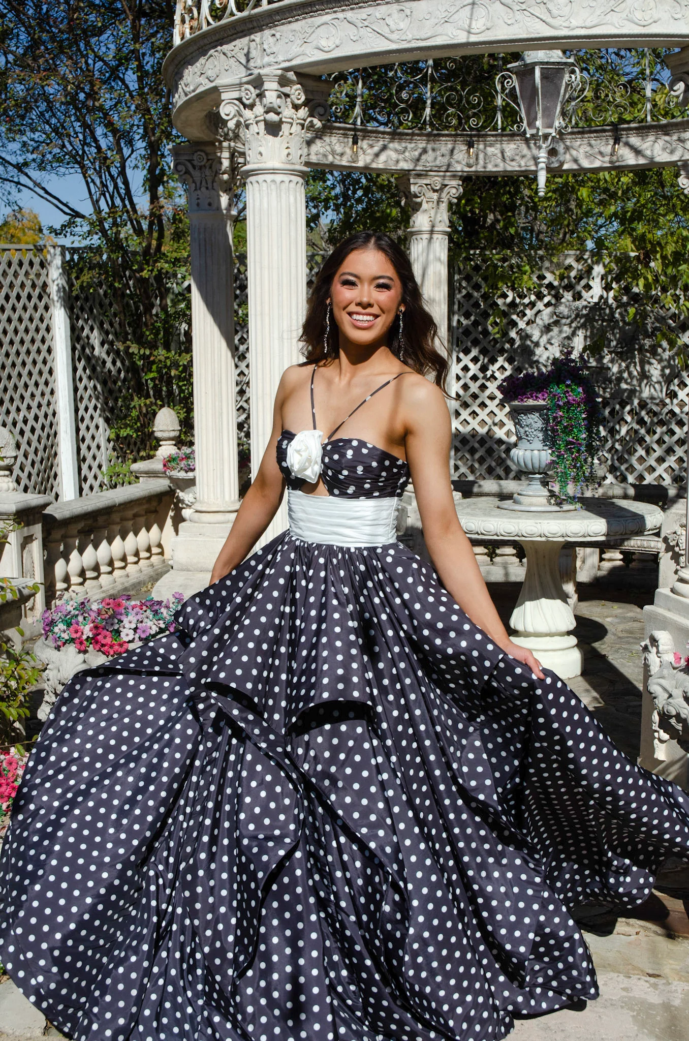 Ava Presley Thin Straps Polka-Dot Ball Gown 42362