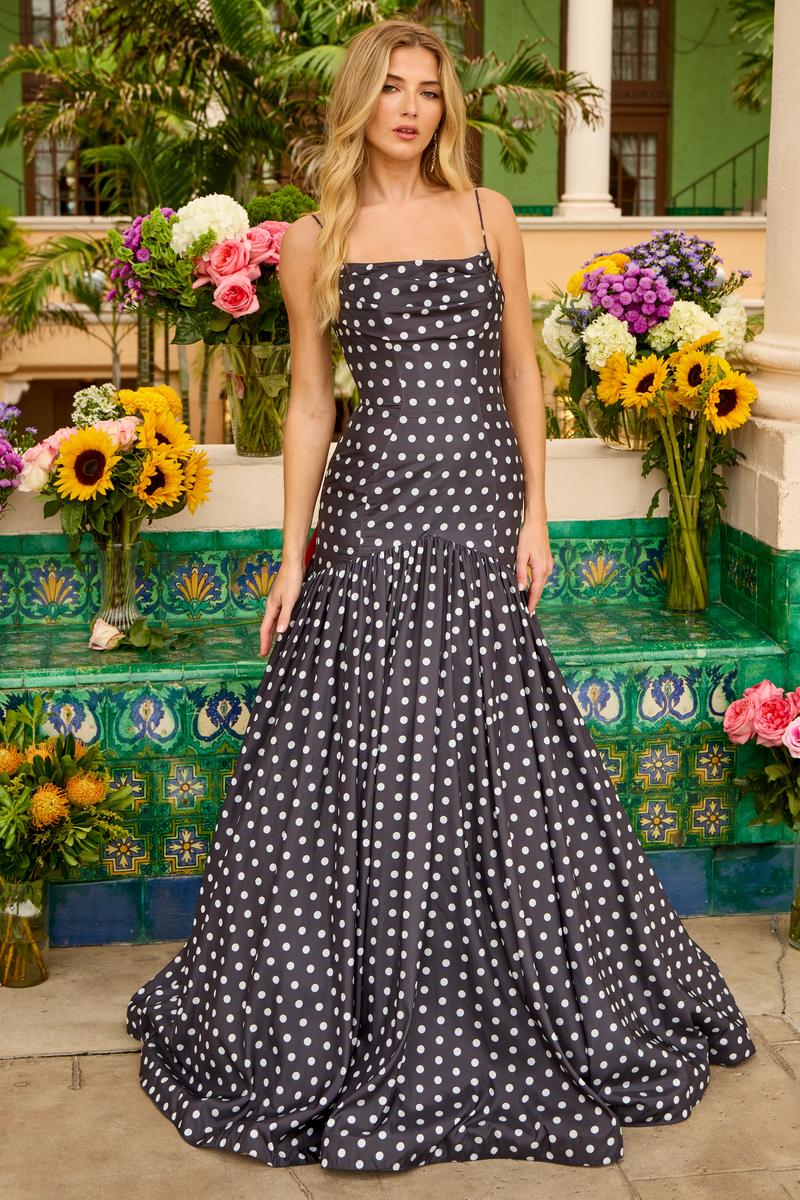 Ava Presley Drop Waist Polka Dot Prom Dress 42368 - Image 2