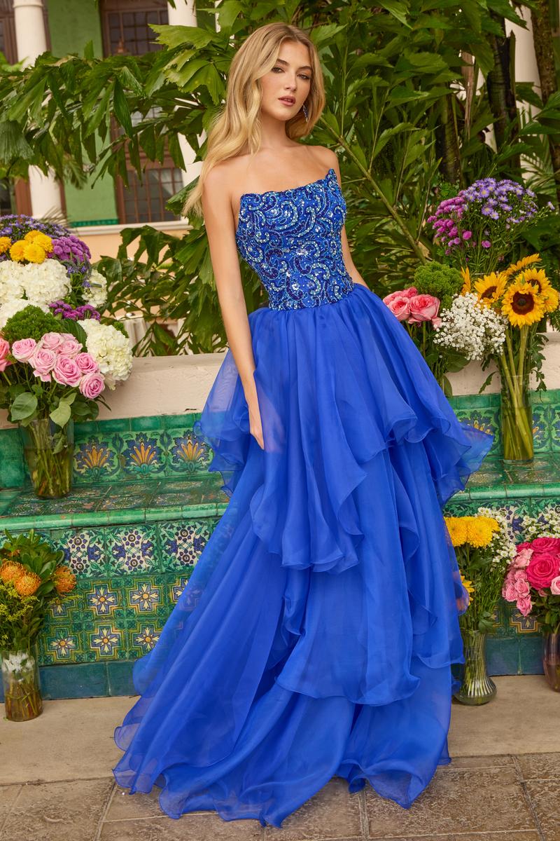 Ava Presley Strapless Tiered Ruffle Ball Gown Dress 47271 - Image 4