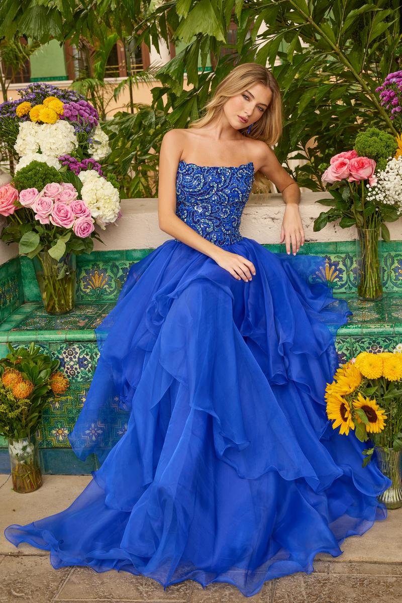 Ava Presley Strapless Tiered Ruffle Ball Gown Dress 47271 - Image 5