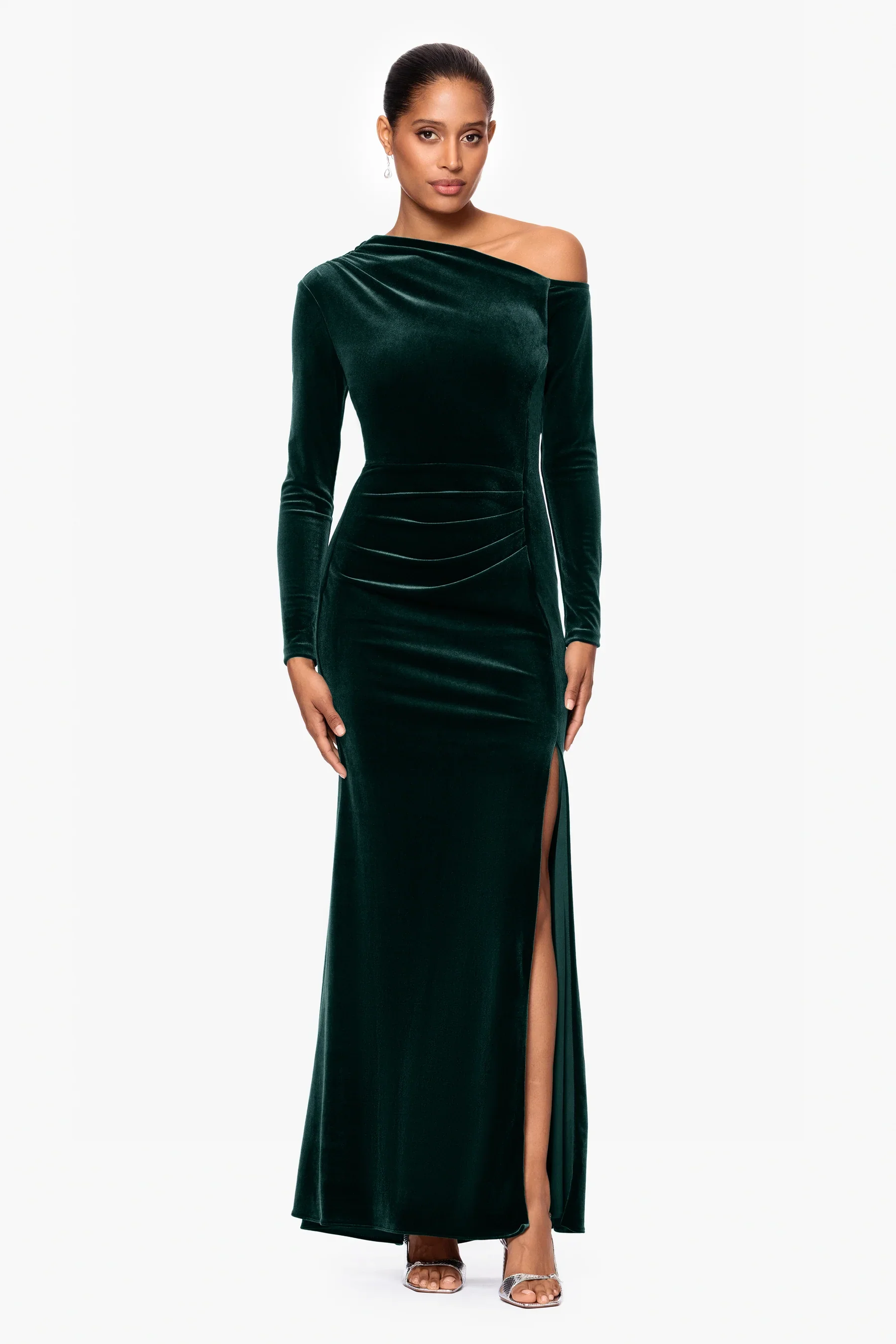 Betsy & Adam "Annette" Velvet Drop Shoulder Evening Dress A25329 - Image 11