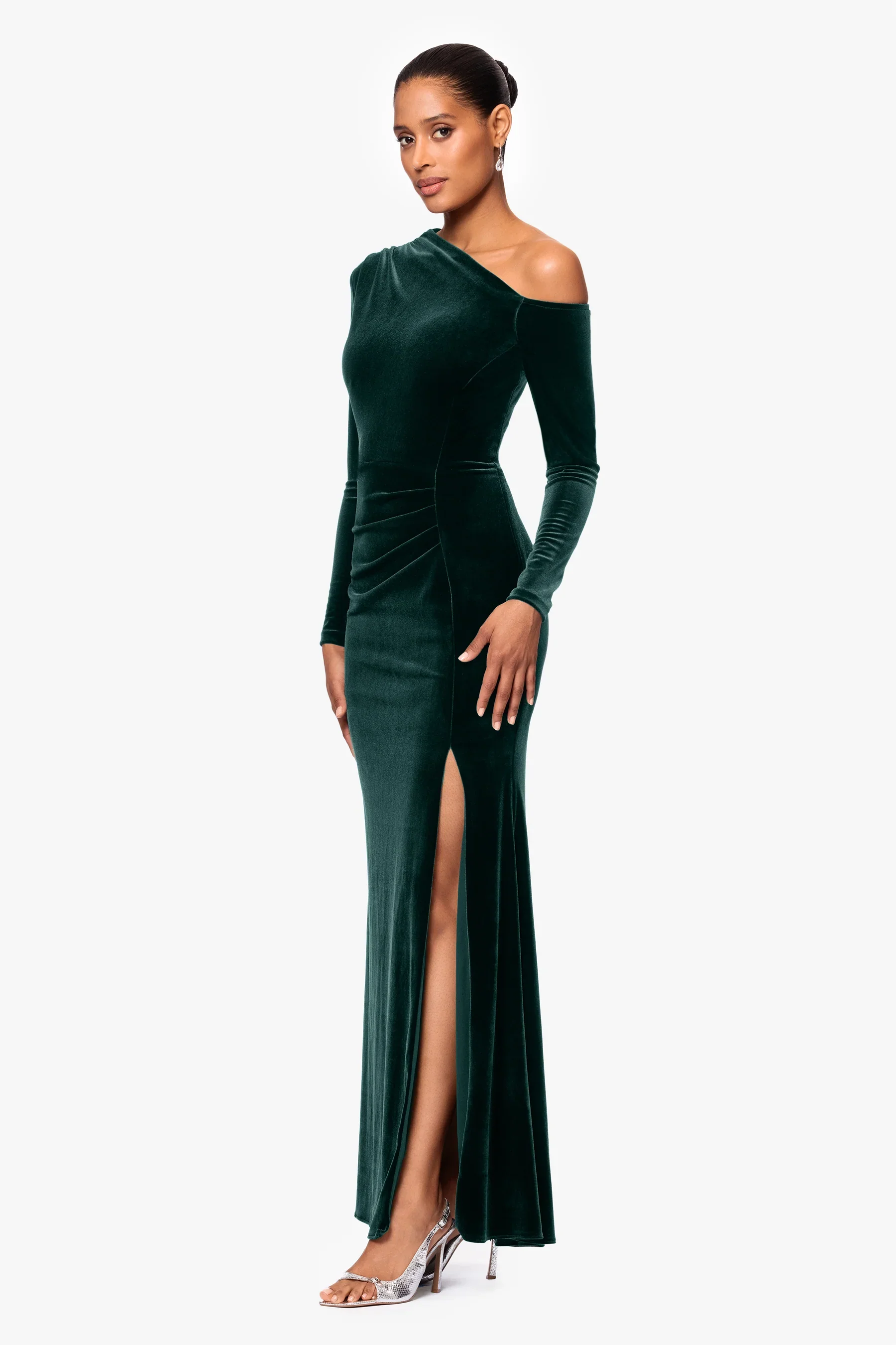 Betsy & Adam "Annette" Velvet Drop Shoulder Evening Dress A25329 - Image 14