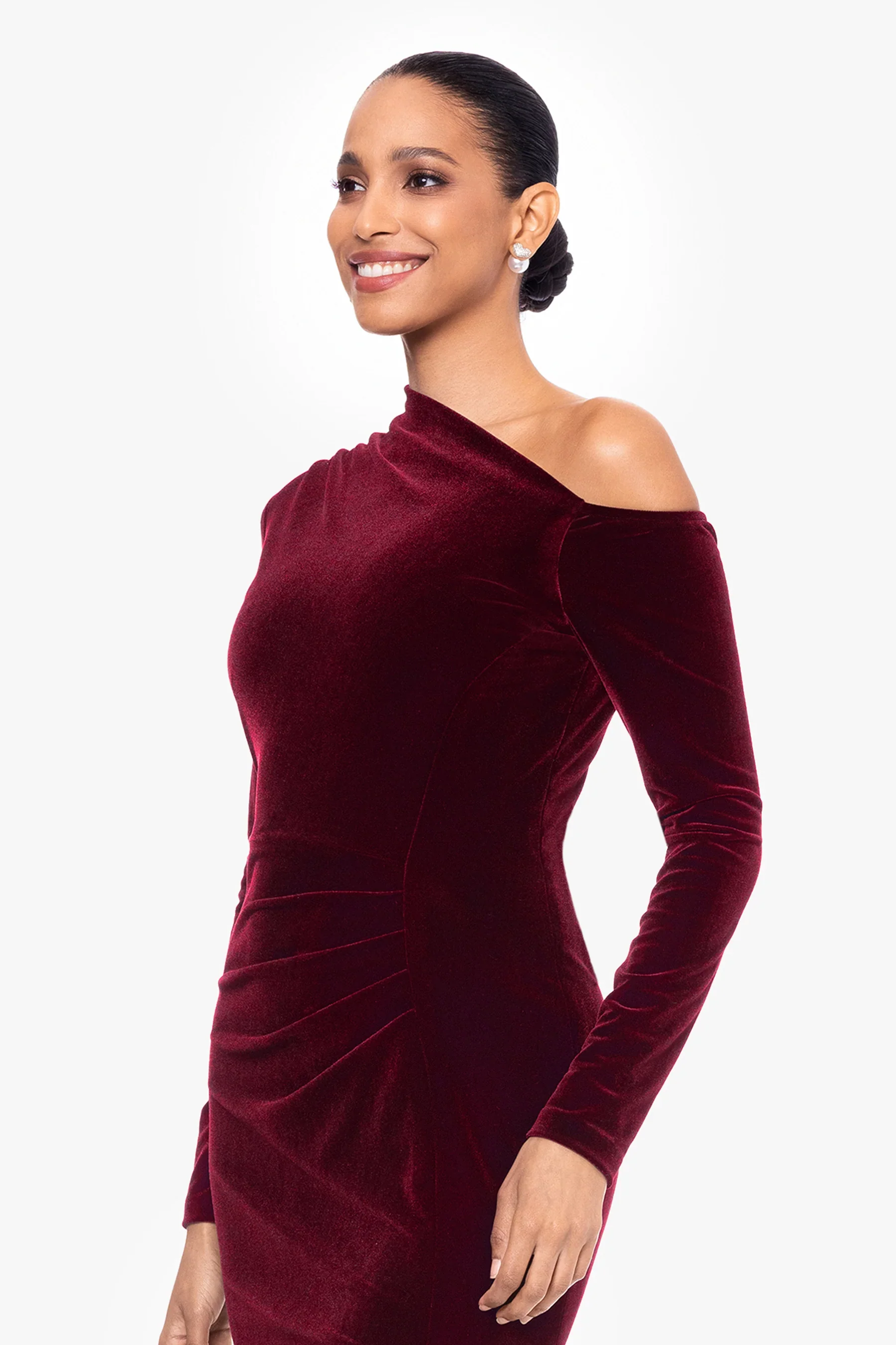 Betsy & Adam "Annette" Velvet Drop Shoulder Evening Dress A25329 - Image 6