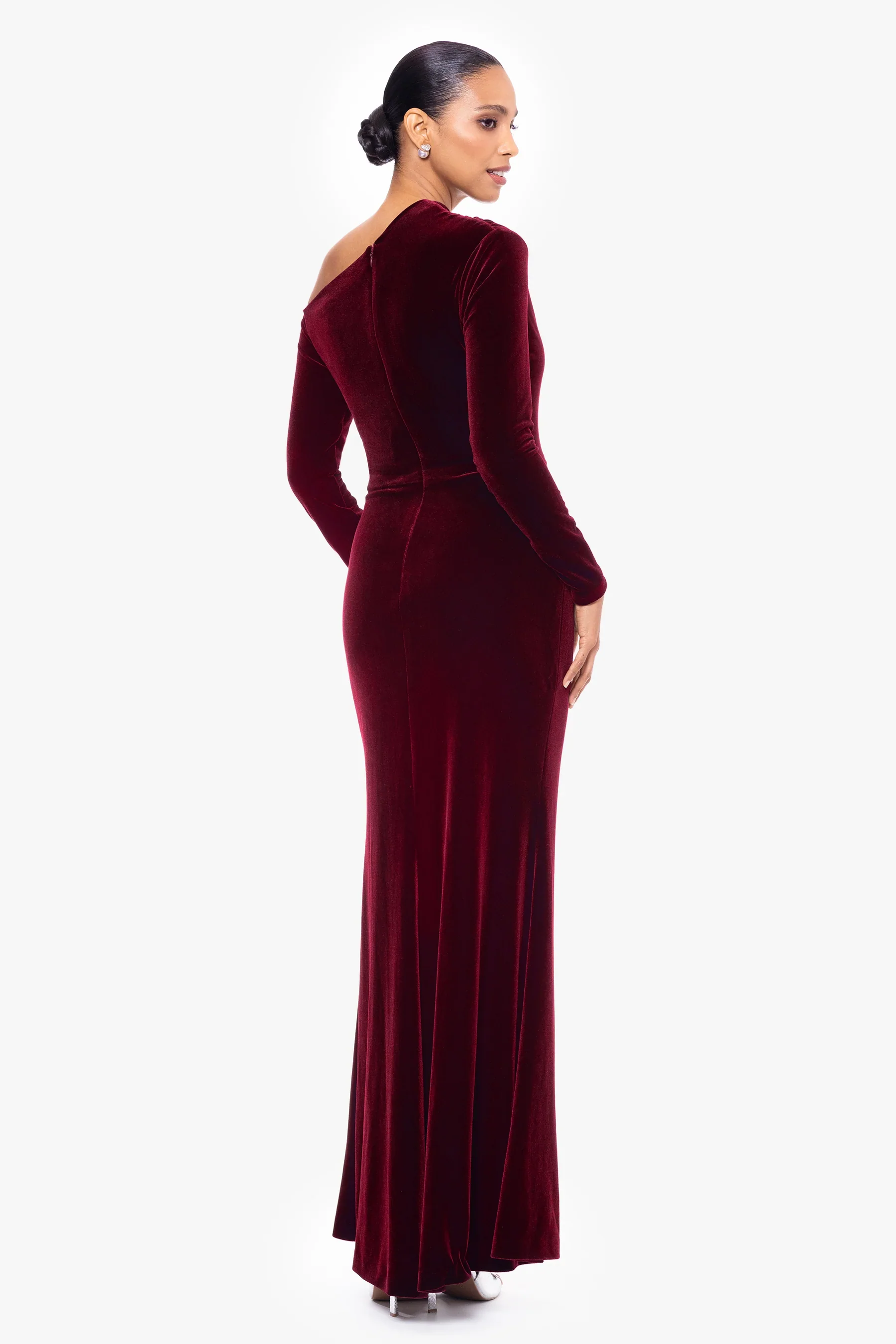 Betsy & Adam "Annette" Velvet Drop Shoulder Evening Dress A25329 - Image 7