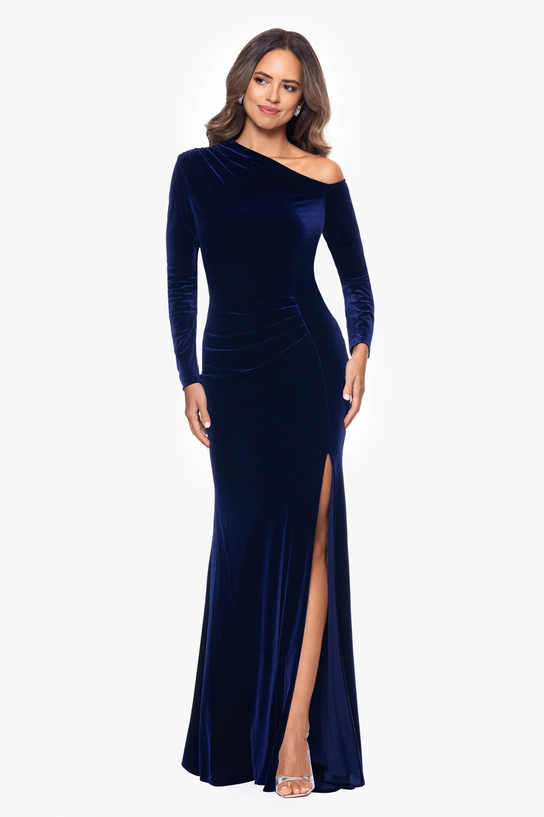 Betsy & Adam "Annette" Velvet Drop Shoulder Evening Dress A25329 - Image 8
