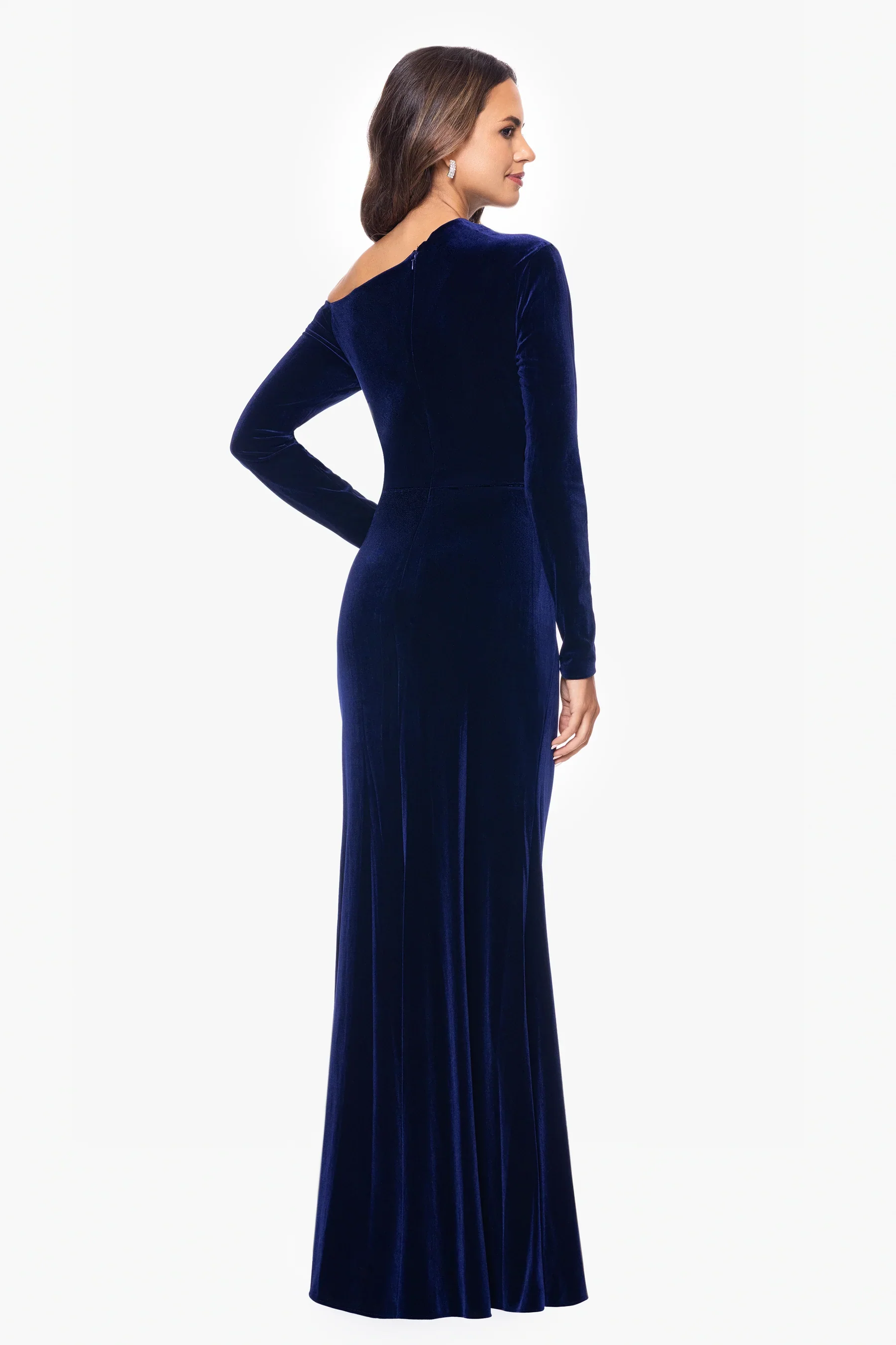 Betsy & Adam "Annette" Velvet Drop Shoulder Evening Dress A25329 - Image 9