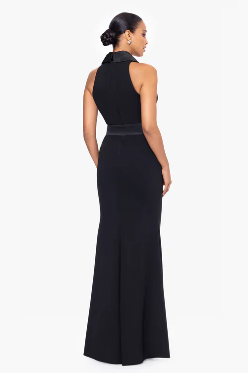 Betsy & Adam "Felicia" Halter Satin Bow Dress A26832 - Image 3
