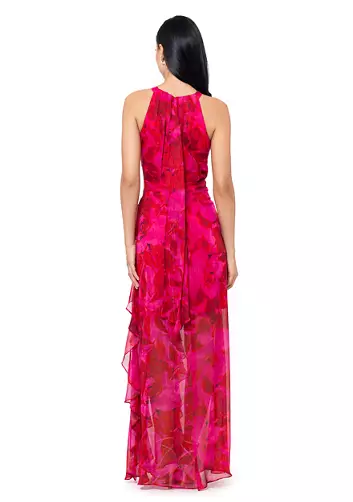 Betsy & Adam Halter Floral Chiffon Dress A26513 - Image 2
