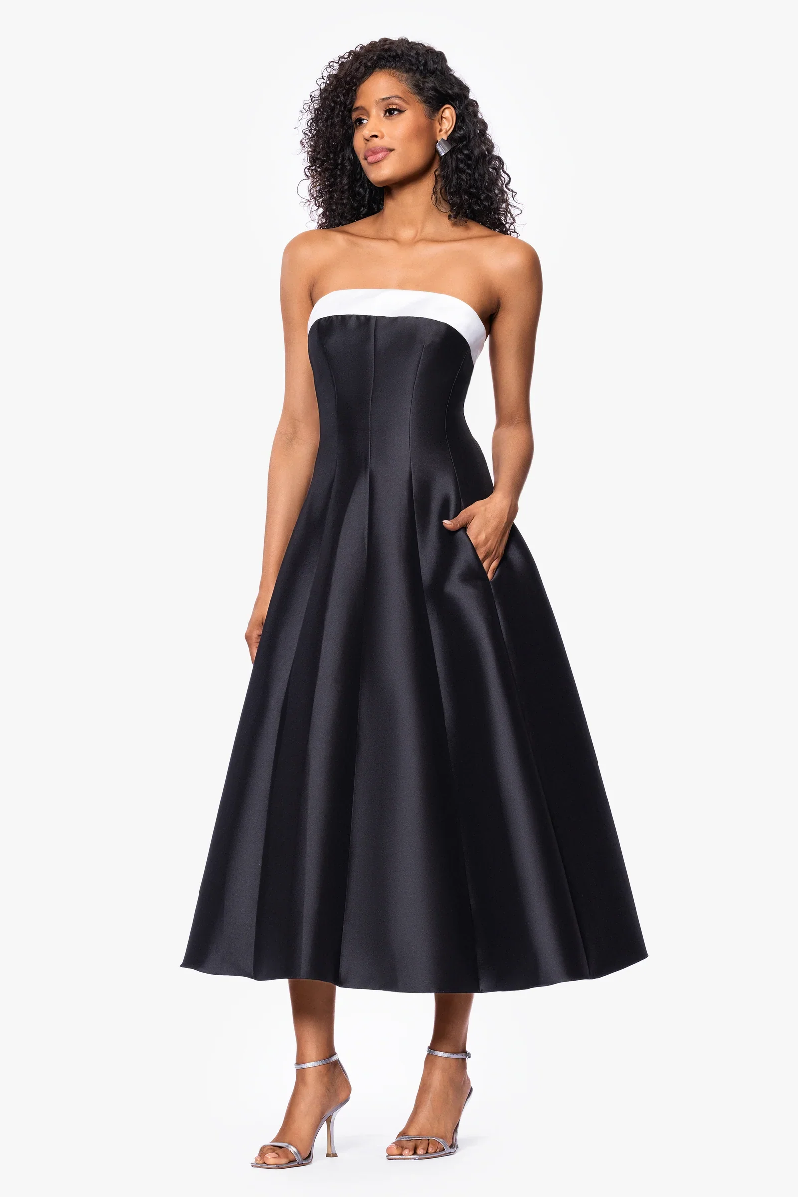Betsy & Adam "Kate" Strapless Tea Length Ballgown A27115 - Image 3