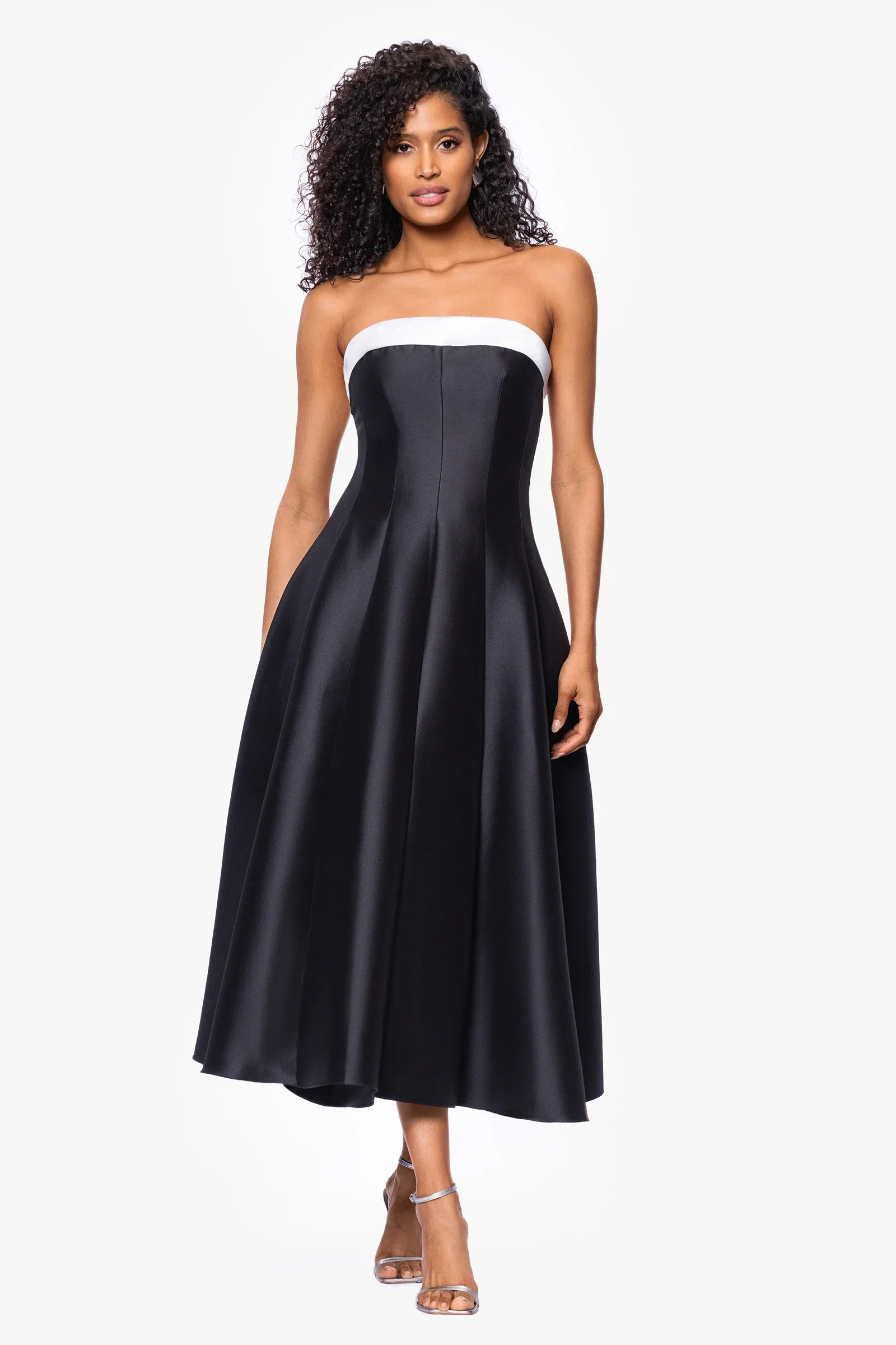 Betsy & Adam "Kate" Strapless Tea Length Ballgown A27115 - Image 4
