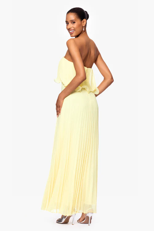 Betsy & Adam "Zoe" Strapless Chiffon Pleated Dress A27098 - Image 2