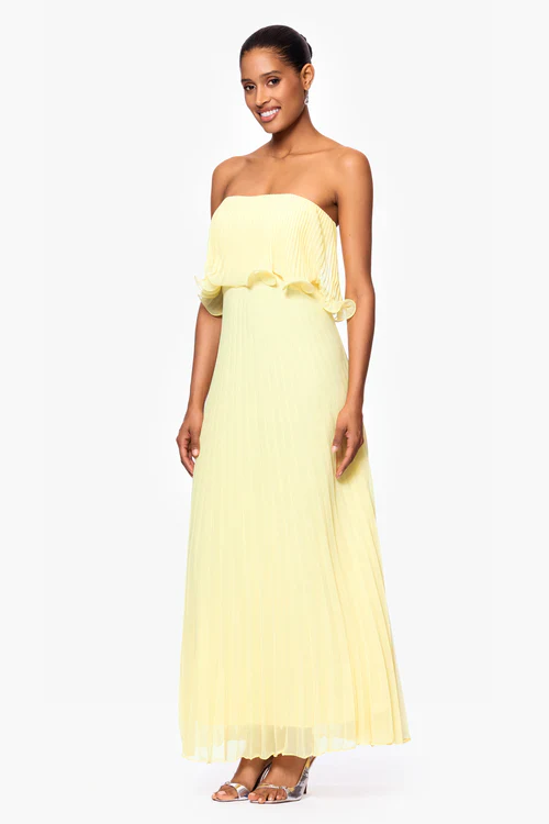 Betsy & Adam "Zoe" Strapless Chiffon Pleated Dress A27098 - Image 3
