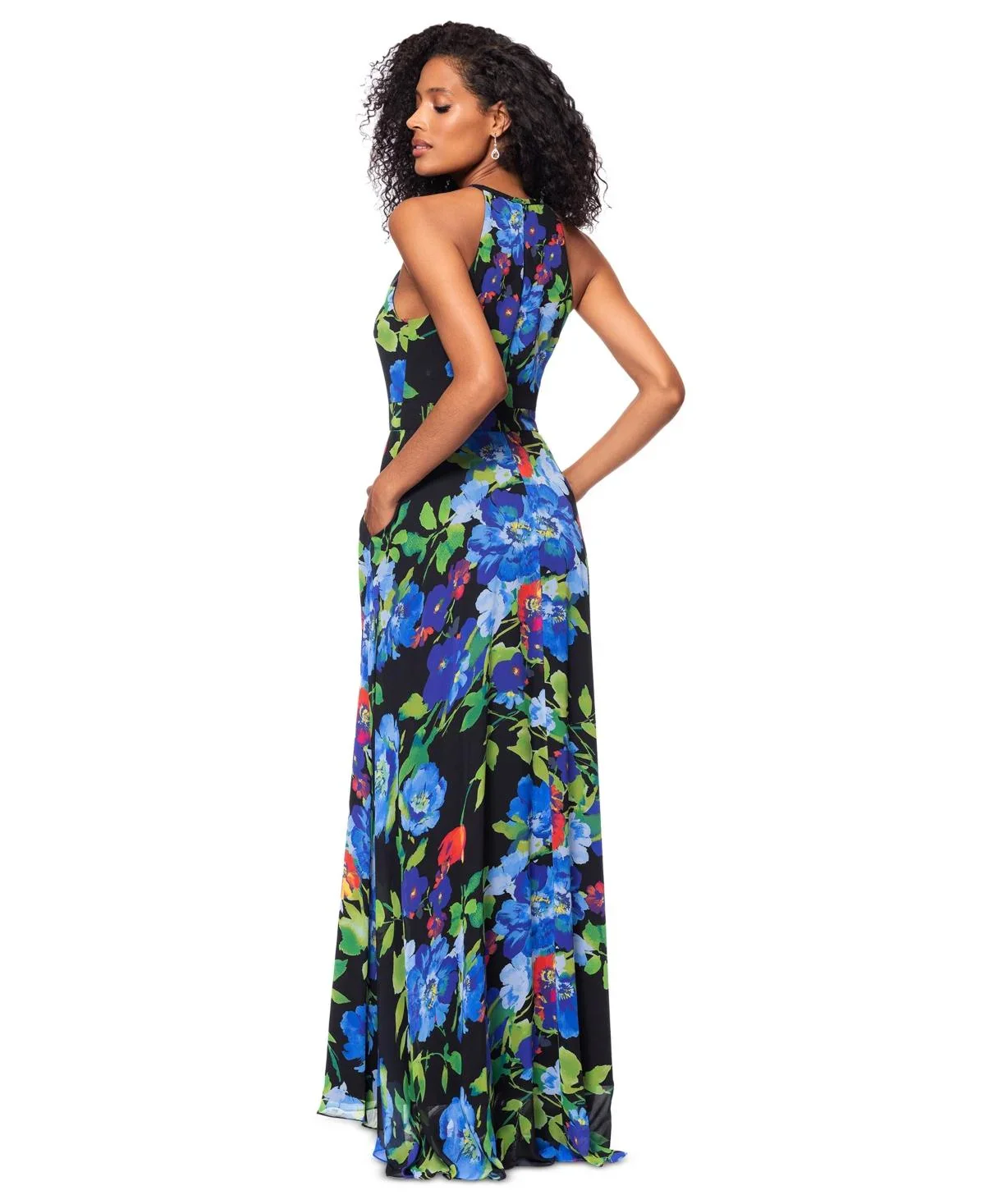 Betsy and Adam Floral Halter Neck Dress A27137 - Image 2
