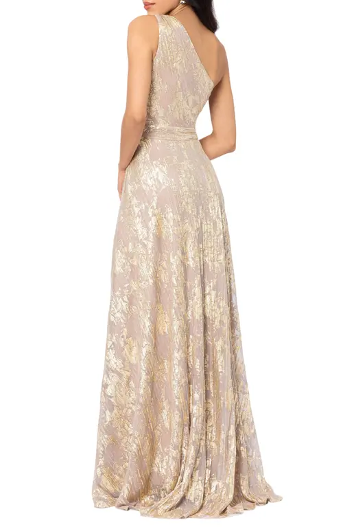 Betsy and Adam Metallic One Shoulder Dress A25588 - Image 2