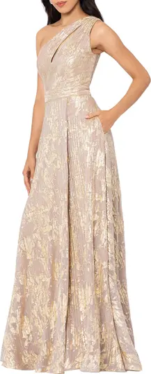 Betsy and Adam Metallic One Shoulder Dress A25588 - Image 3