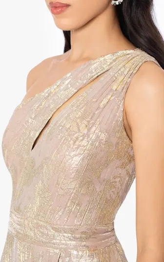 Betsy and Adam Metallic One Shoulder Dress A25588 - Image 4