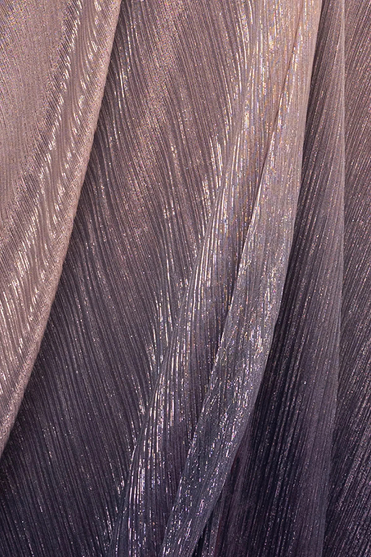 Betsy and Adam "Nicoletta" Ombre Crinkle Metallic One Shoulder Dress A26611 - Image 5