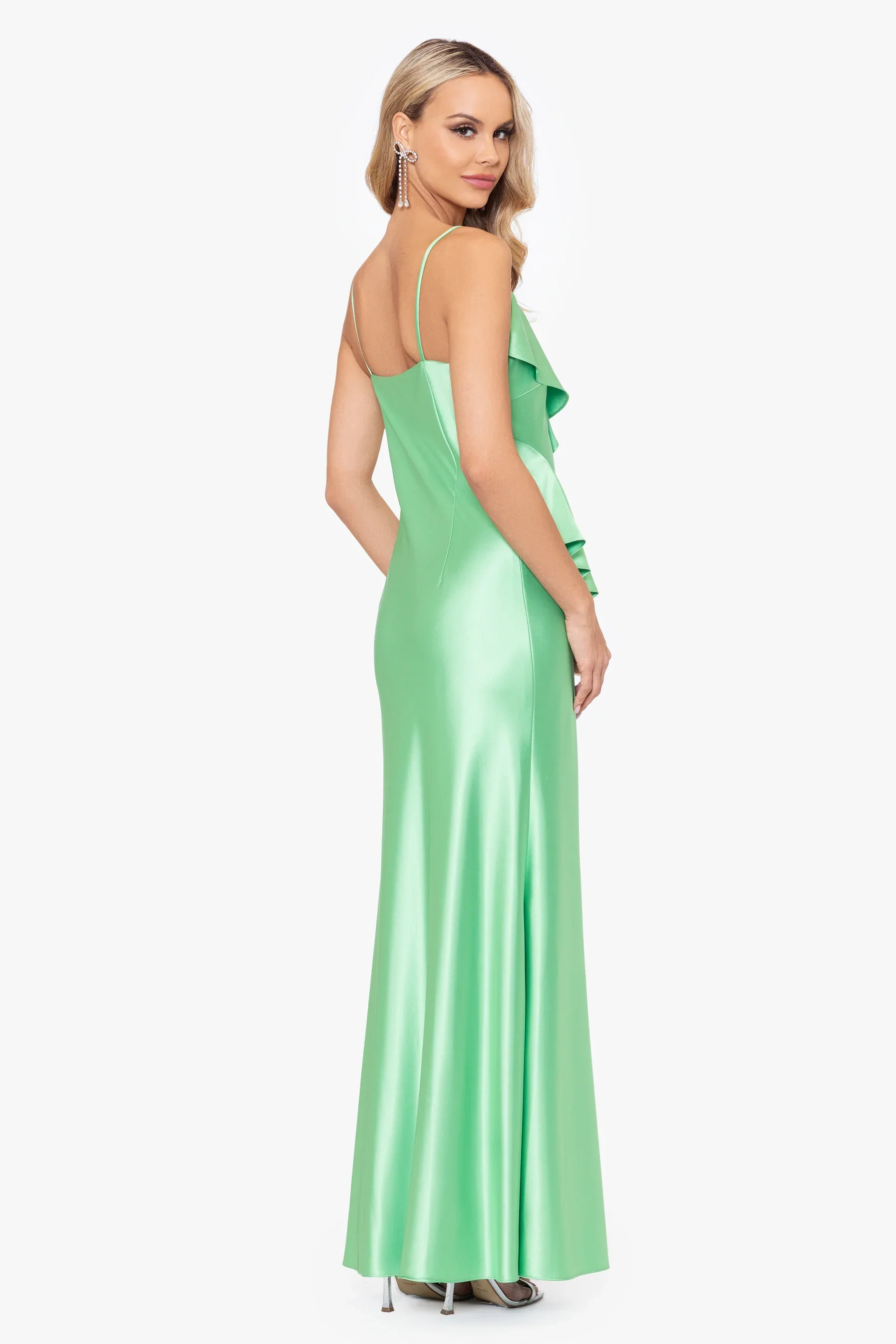 Betsy and Adam Ruffle Maxi Dress A26270 - Image 2