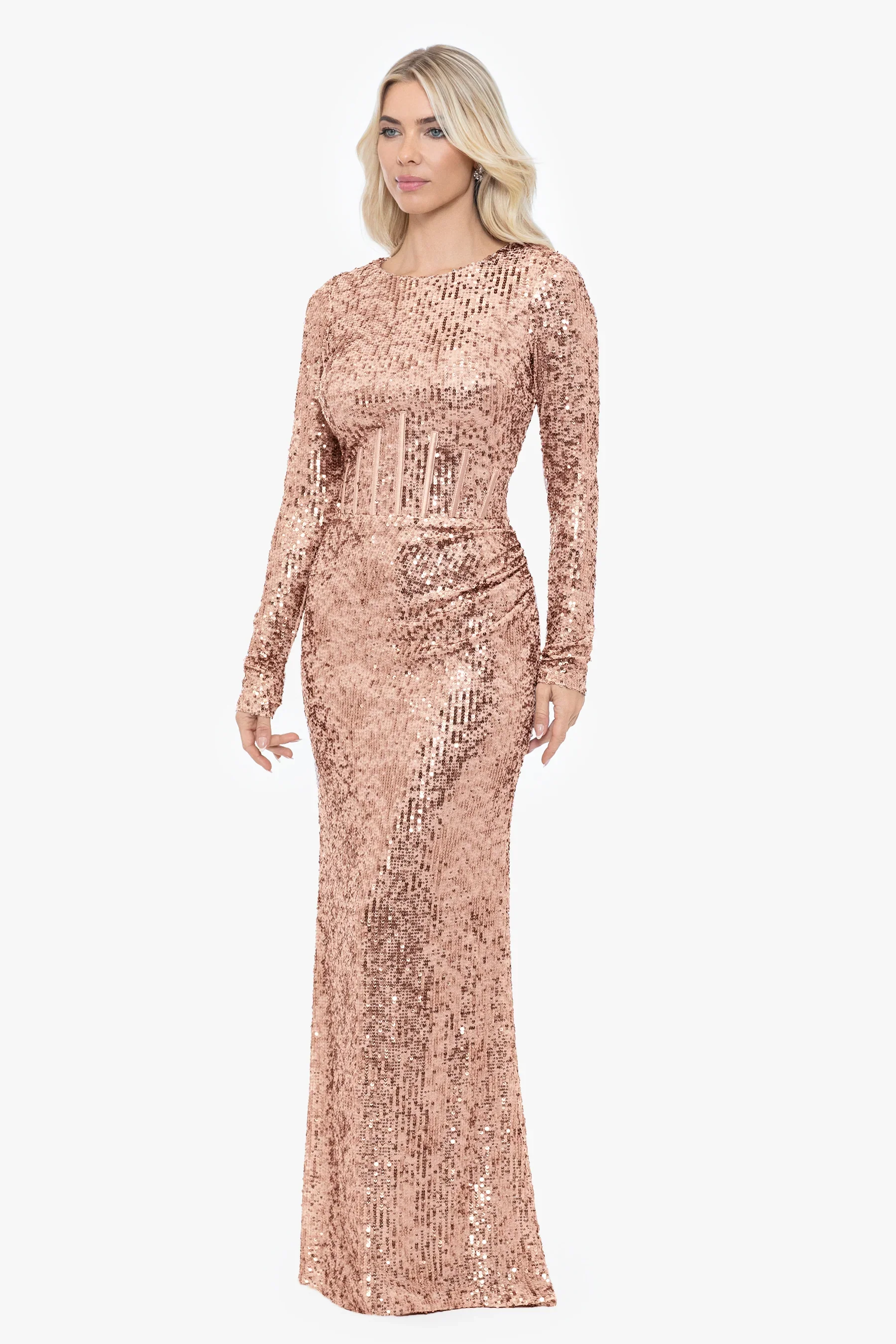 Betsy and Adam Sequin Corset "Elsie" Dress A26221 - Image 2