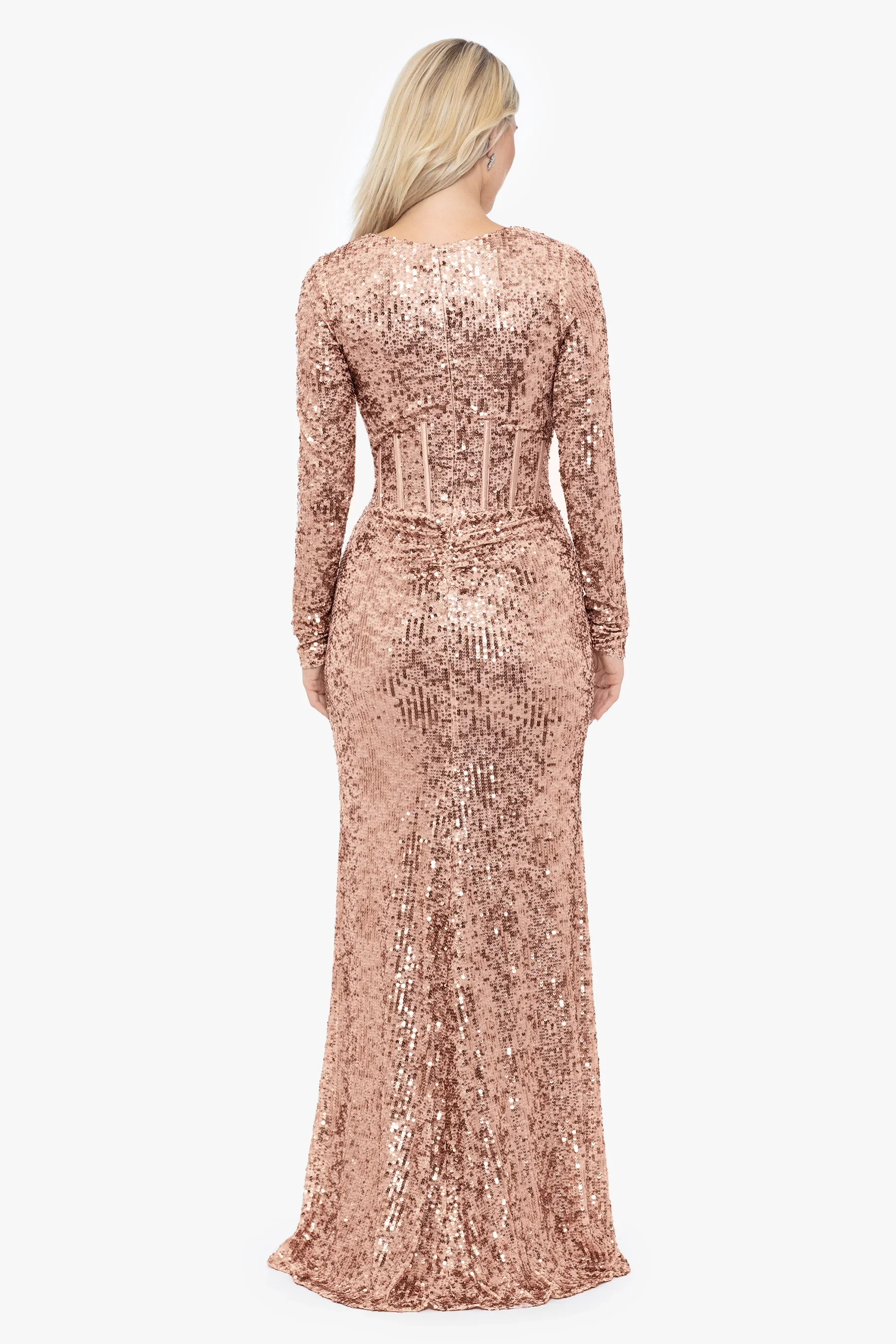 Betsy and Adam Sequin Corset "Elsie" Dress A26221 - Image 3